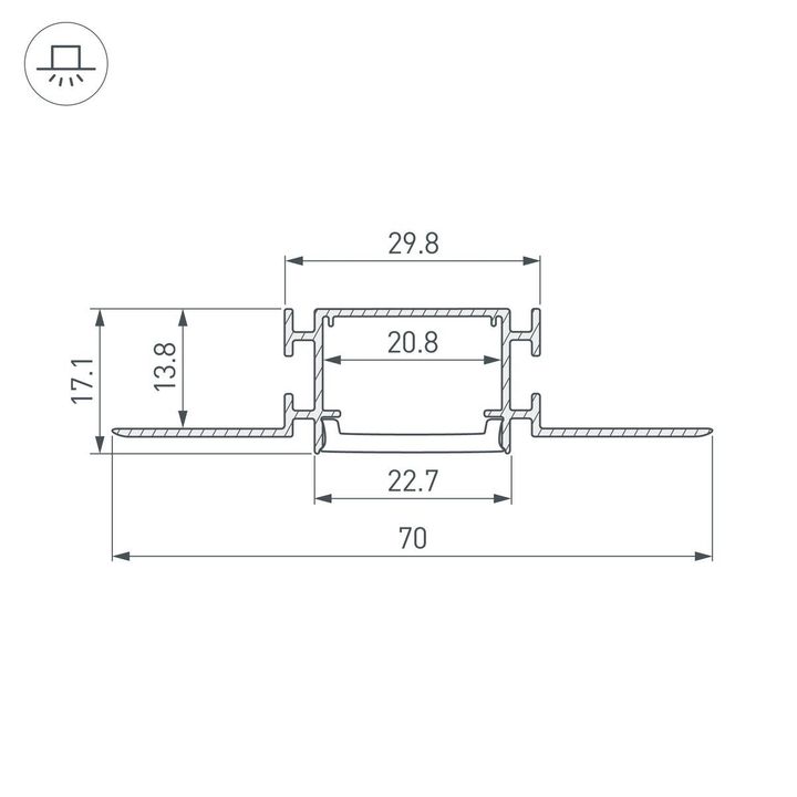 Профиль встраиваемый Arlight Fantom-Bent-W23-Side-2000 Anod 040331(1)