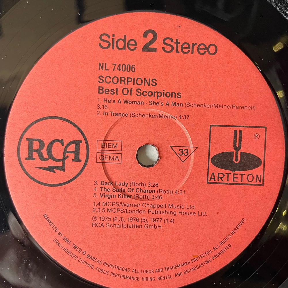 Винтажная виниловая пластинка LP Scorpions Best Of Scorpions (СССР 1991)