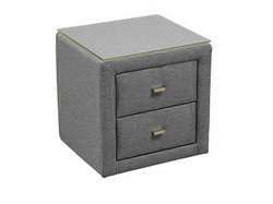 06.34-01 тумба прикроватная со стеклом велюр тенерифе серый