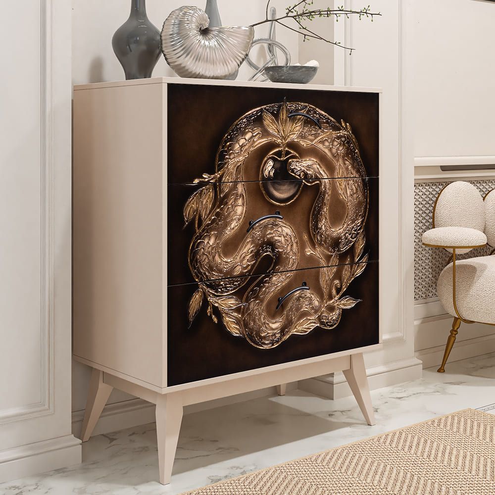 Комод Яблоко Евы с 3 ящиками Айвори