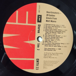 Винтажная виниловая пластинка LP Heart Breakers 20 Golden Greats From Matt Monro (UK 1980)