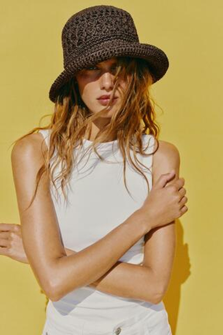 ZARA ПЛЕТЕНАЯ ПАНАМА, КОРИЧНЕВЫЙ