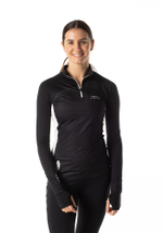 ЛОНГСЛИВ С МЕМБРАННОЙ ВСТАВКОЙ ЖЕНСКИЙ 1/2 ZIP LONG SLEEVE WIND BREAKER | BLACK