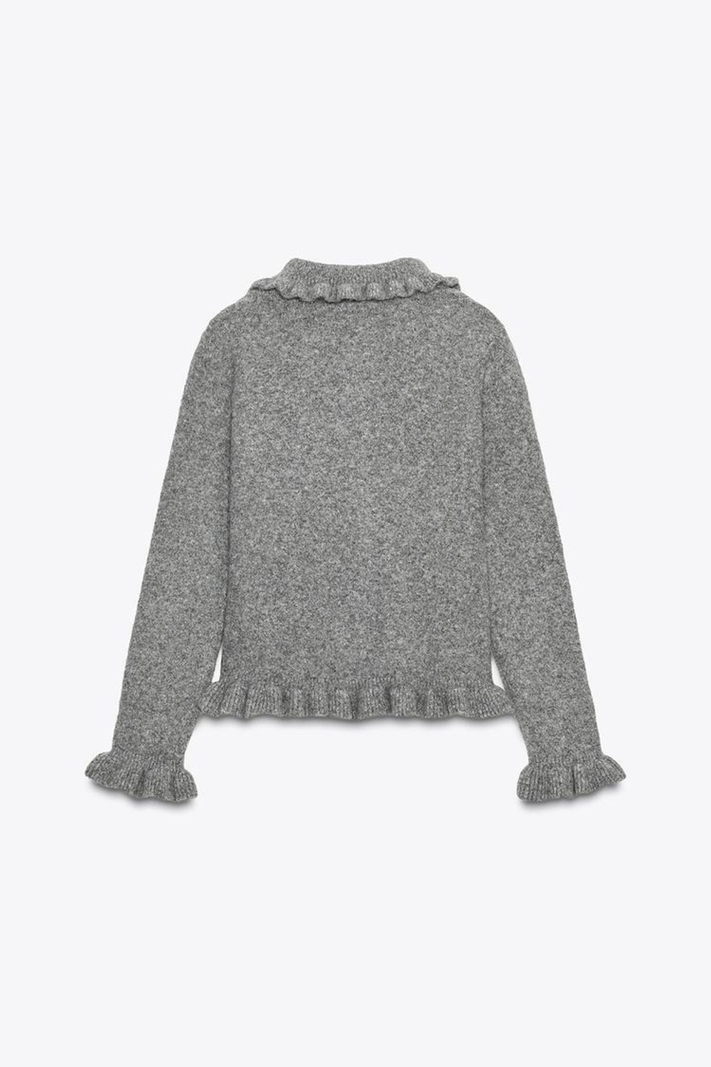 ZARA КАРДИГАН С ВОЛАНАМИ, СЕРЫЙ