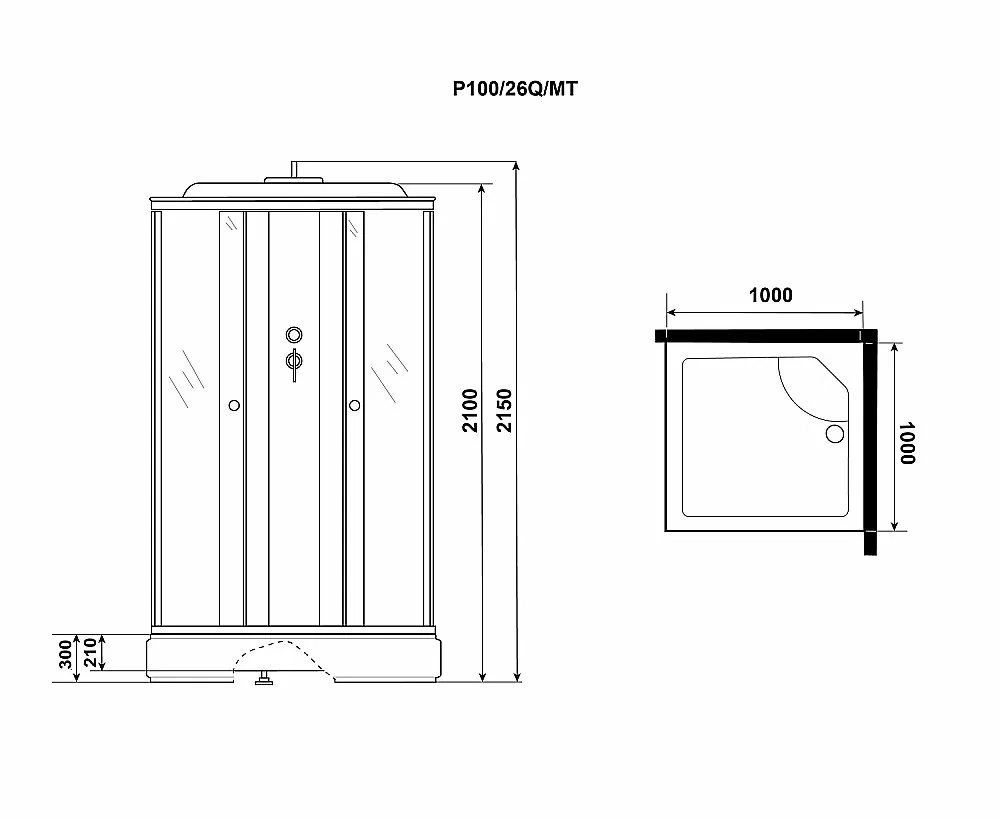 Душевая кабина Niagara Promo P100/26Q/MT 100х100