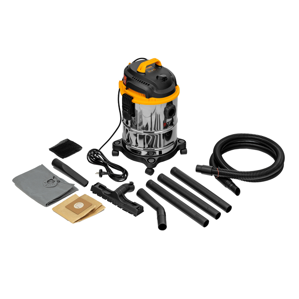 Пылесос строительный SVC15, 1200 Вт, бак 15 л, шланг 2 м Denzel