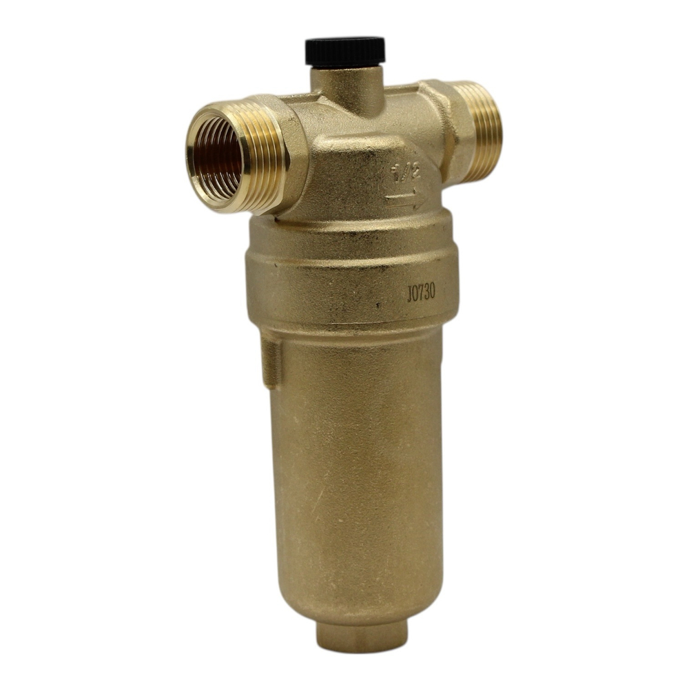 Фильтр самопромывной TIM 1/2" с манометром и латунным корпусом
