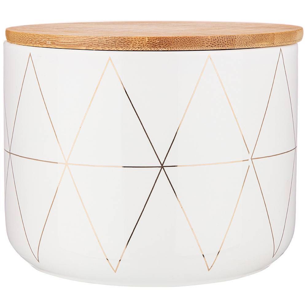 ЕМКОСТЬ ДЛЯ СЫПУЧИХ ПРОДУКТОВ С БАМБУК.КРЫШКОЙ 13.5*13.5*10.6СМ СМ. / 900 МЛ. (КОР=18ШТ.)