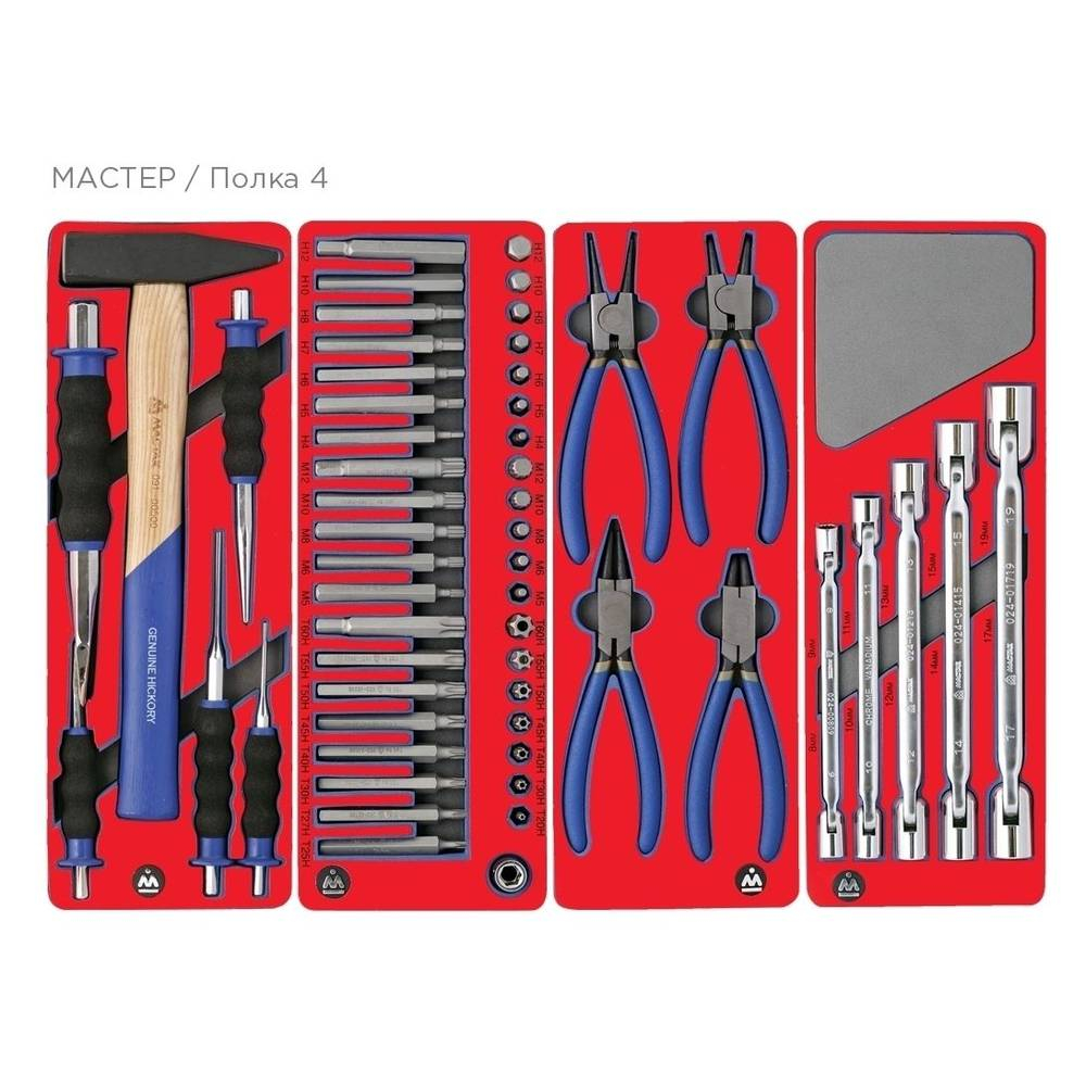 Набор инструментов "МАСТЕР" в серой тележке, 205 предметов МАСТАК 52-06205G