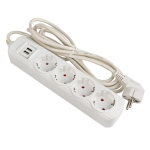 Удлинитель "Эксперт" 4 гнезда 5 метров 16А/3,5кВт с 2 USB 2,1А ПВС 3x1 EKF PROxima