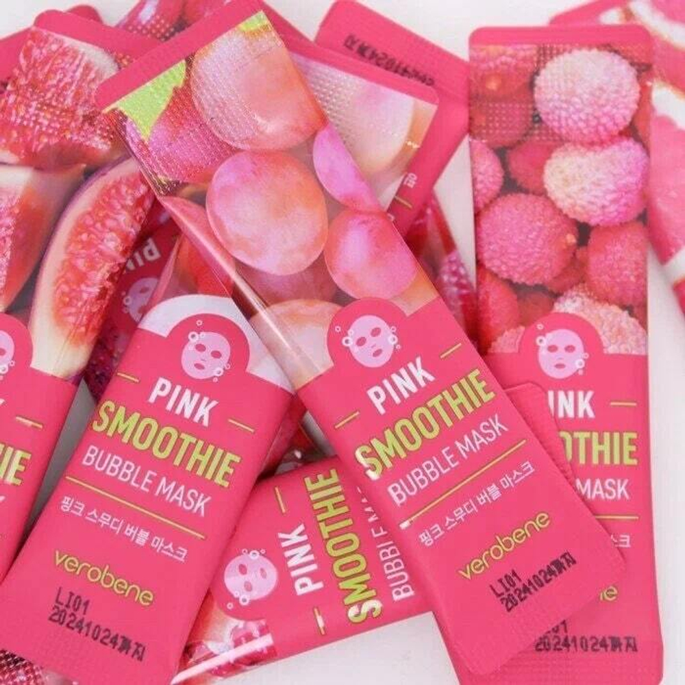 Пузырьковая маска для лица «розовый смузи» Verobene Pink Smoothie Bubble Mask