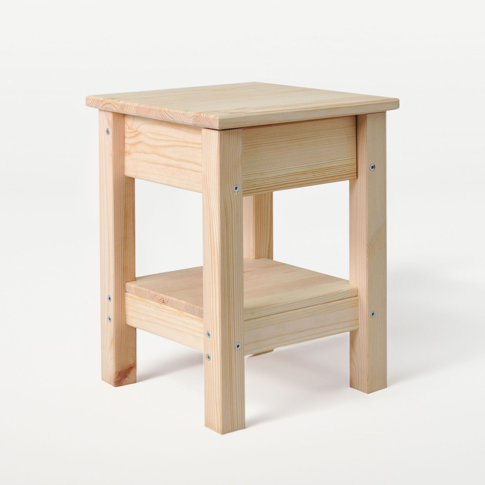 Табурет с ящиком и полочкой Ральф, деревянный, без отделки