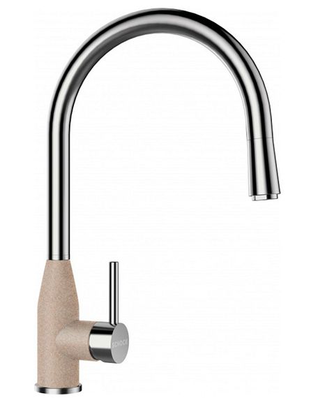 Смеситель Schock Kavus-D, Cristalite, выдвижной излив сталь/саббиа