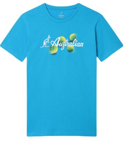 Мужская теннисная футболка Australian Cotton T-Shirt Australian Balls - blu capri