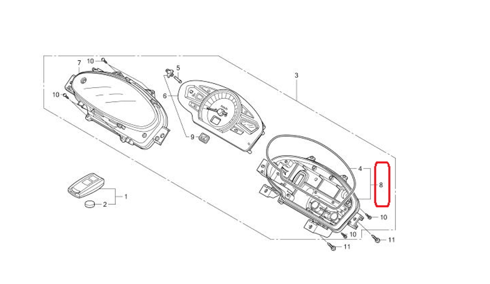 37212-KWN-931. CASE ASSY. Speedometer case (lower body) Honda PCX 2010-2015