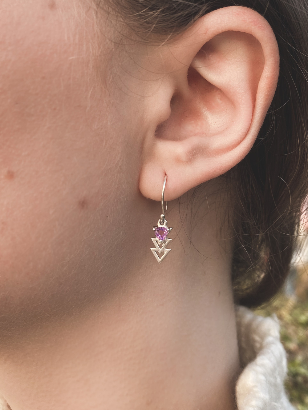 Серьги СТРЕЛА серебро/аметист