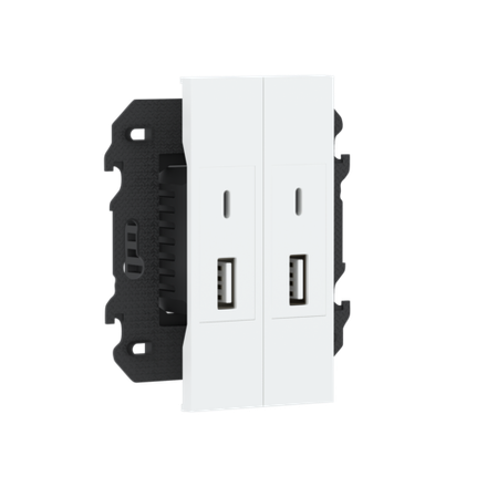 Зарядное устройство USB типа A+C+A+C,  ток до 2x3100мА,  в сборе с суппортом,  цвет белый матовый