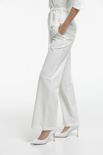 Костюм блуза на запах и брюки клеш из уплотненной поливискозы