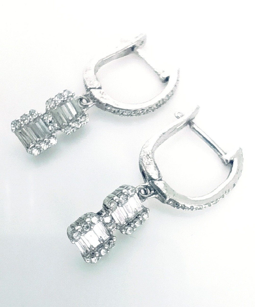 Серьги "Эстерелла", родированные, серебро 925 пробы, с фианитом/Ф