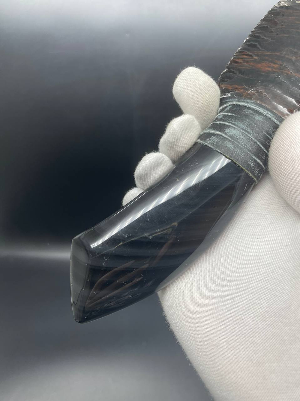 Обсидиановый клинок с рукоятью из обсидиана 22 см