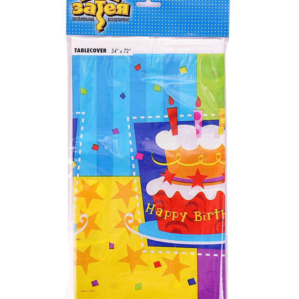 1502-0708 Скатерть п/э Торт Birthday 140х180,24шт