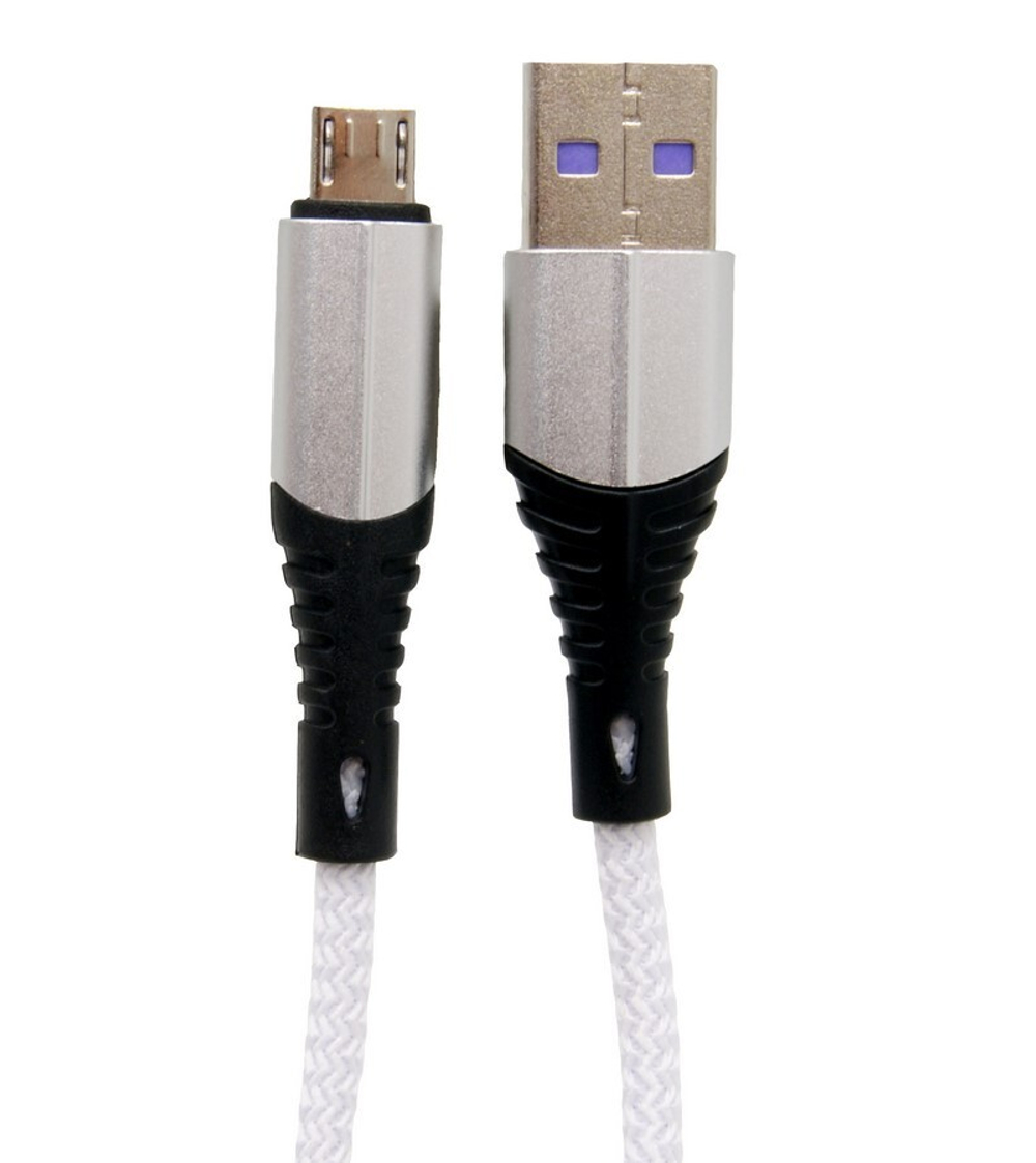 Кабель USB - Micro Lace 3A (белый) 1м