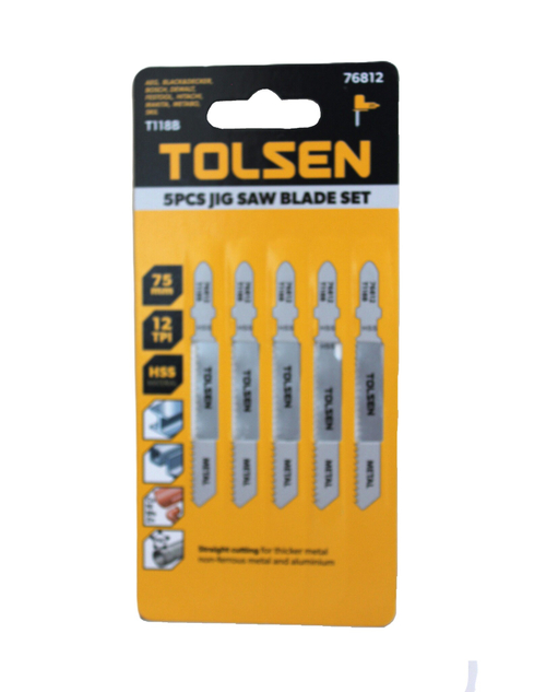Набор пилок для лобзика Tolsen HSS T118B 5шт. 76812
