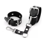 Наручники узкие с заклепками кожа черный