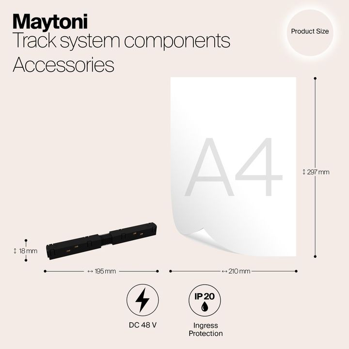 Прямой коннектор питания для магнитного шинопровода Maytoni Magnetic track system TRA004PC-22B