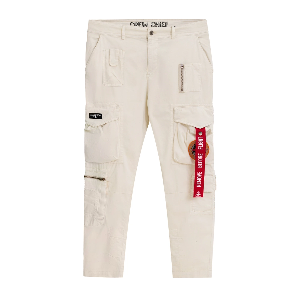 Брюки карго муж. AERONAUTICA 1582 молочный красная лента на кармане