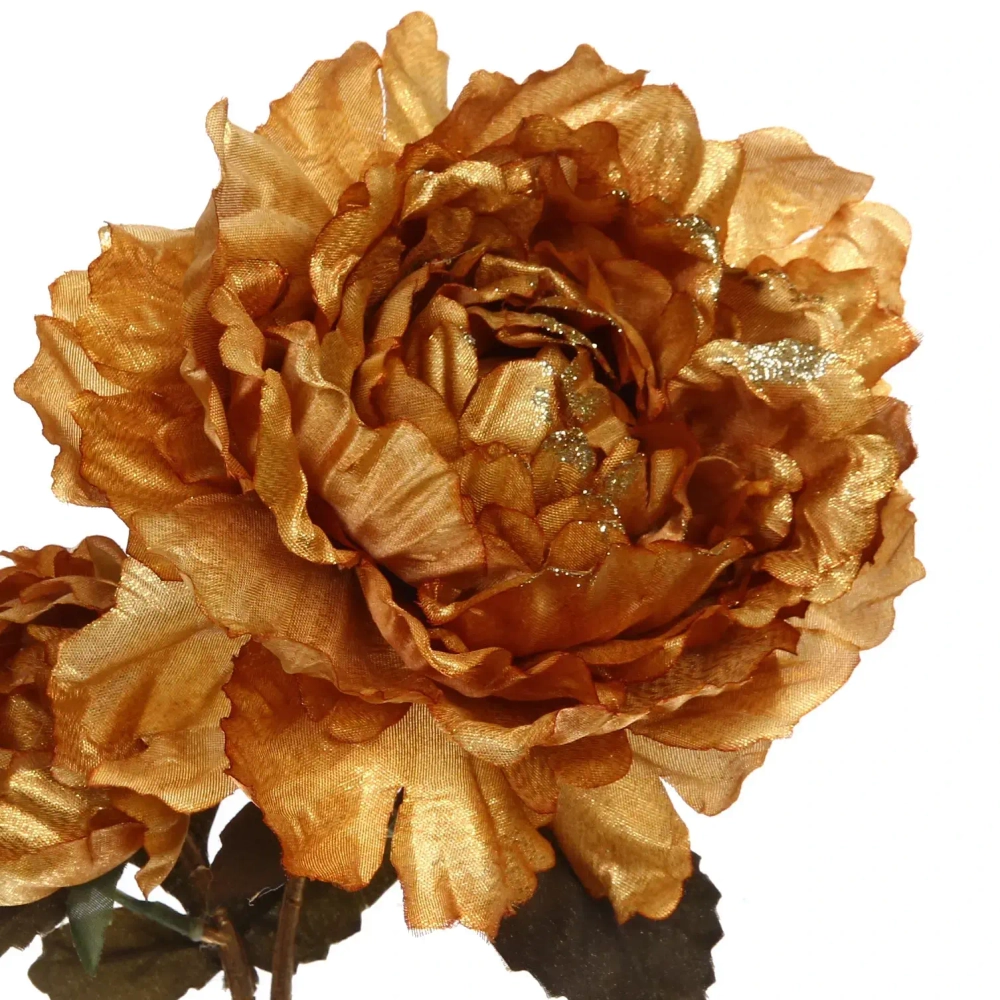 Искусственные цветы «FLOWERS GLAMOUR» 60см Пионы 2 цветка золотые