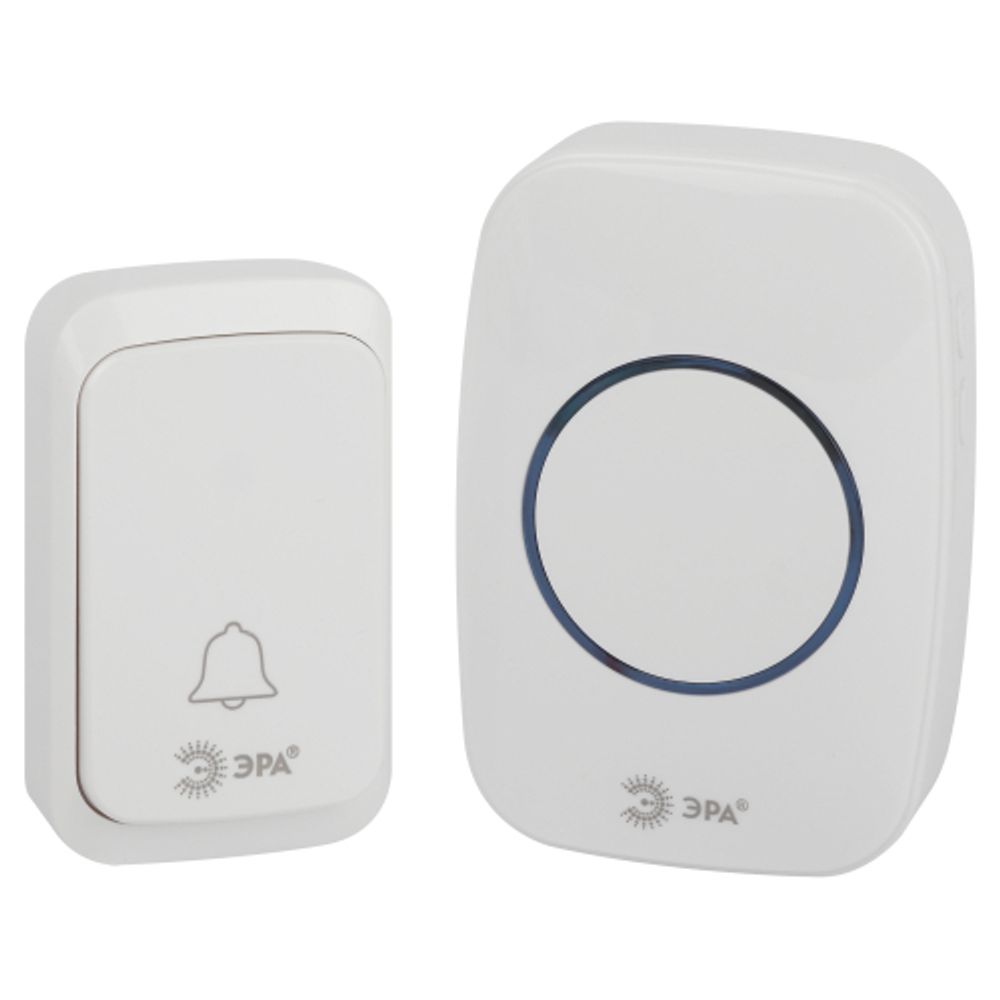 Звонок дверной ЭРА C89 беспроводной белый 38 мелодий | Электрозвонки беспроводные