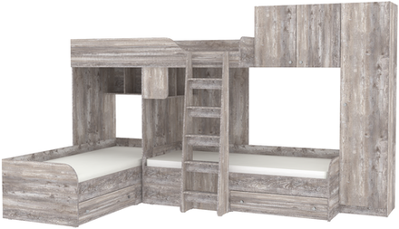 Кровать-чердак КарИВи Трио 2 Бетон Бетон