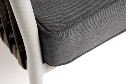 "Касабланка" диван 3-местный плетеный из роупа, каркас алюминий светло-серый (RAL7035) муар, роуп серо-коричневый 23мм, ткань серая 017