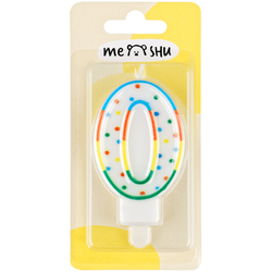 Свеча для торта с держателем MESHU "Цифра 0", 8,5см, блистер