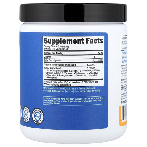 Nutricost, Performance, креатин и аминокислоты, со вкусом персика и манго, 372 г (13,3 унции)