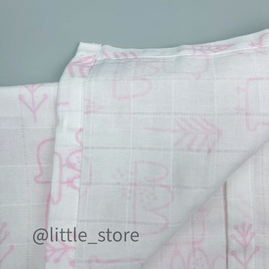 Пеленка муслиновая "Птички" на белом 80х90