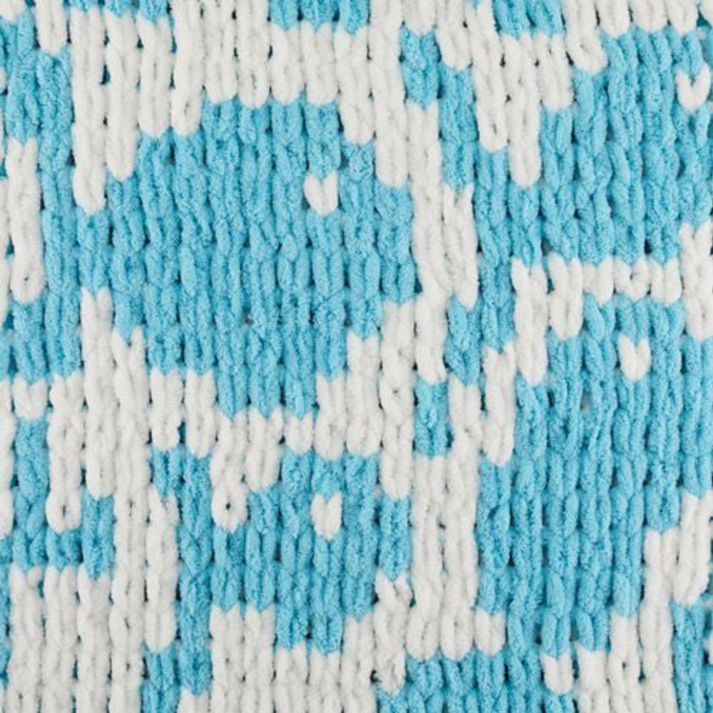 Пуффи Море ПЛЮС (Puffy More plus) пряжа Alize 100%микрополиэстер 2х250г/11м (8001 белый/бирюзовый)