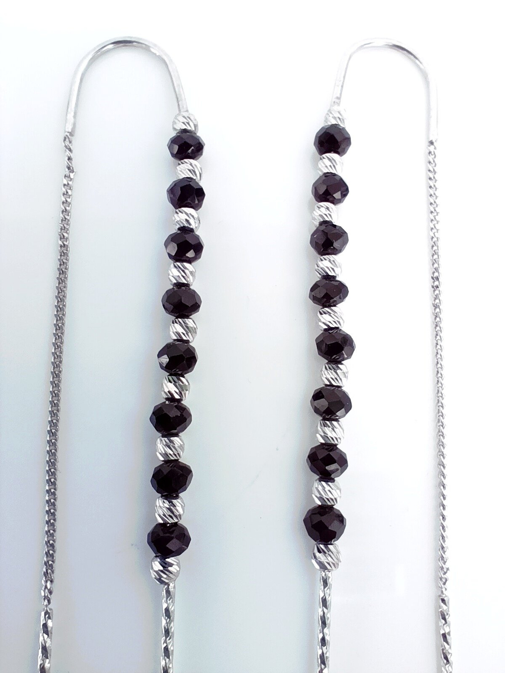 Серьги Эстерелла Лето, родированные, застежка-продевка, 925 проба, шпинель