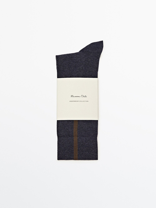 Massimo Dutti Высокие носки с контрастной полосой, ярко-синий