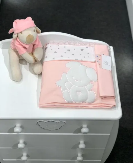 Комплект постельного белья Lollycottons Maks Bear 3 предмета, Розовый