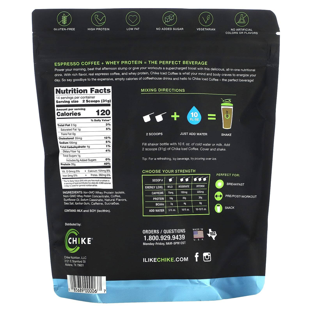 Chike Nutrition, Холодный кофе с высоким содержанием протеина, оригинальный, 427 г (15,1 унции)
