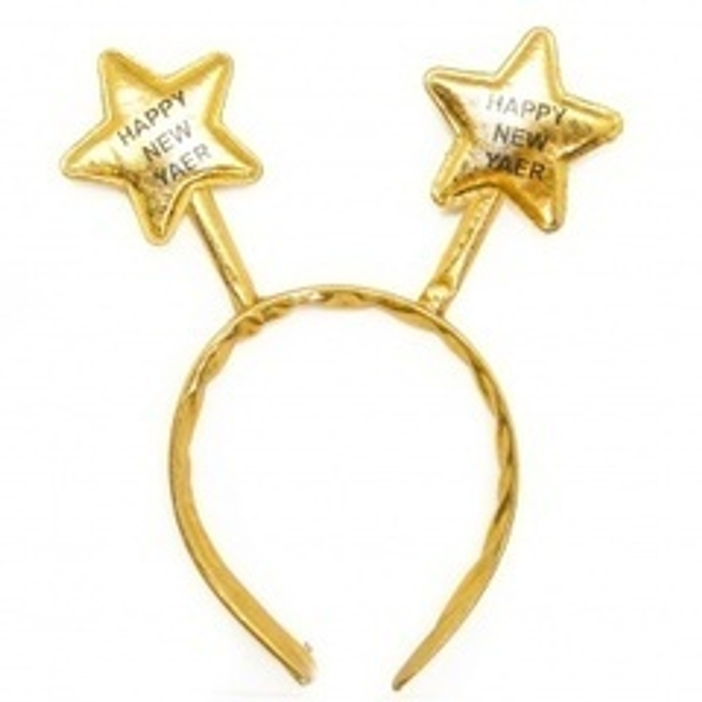 Ободок Новогодние звезды, Золото, Металлик, 1 шт.