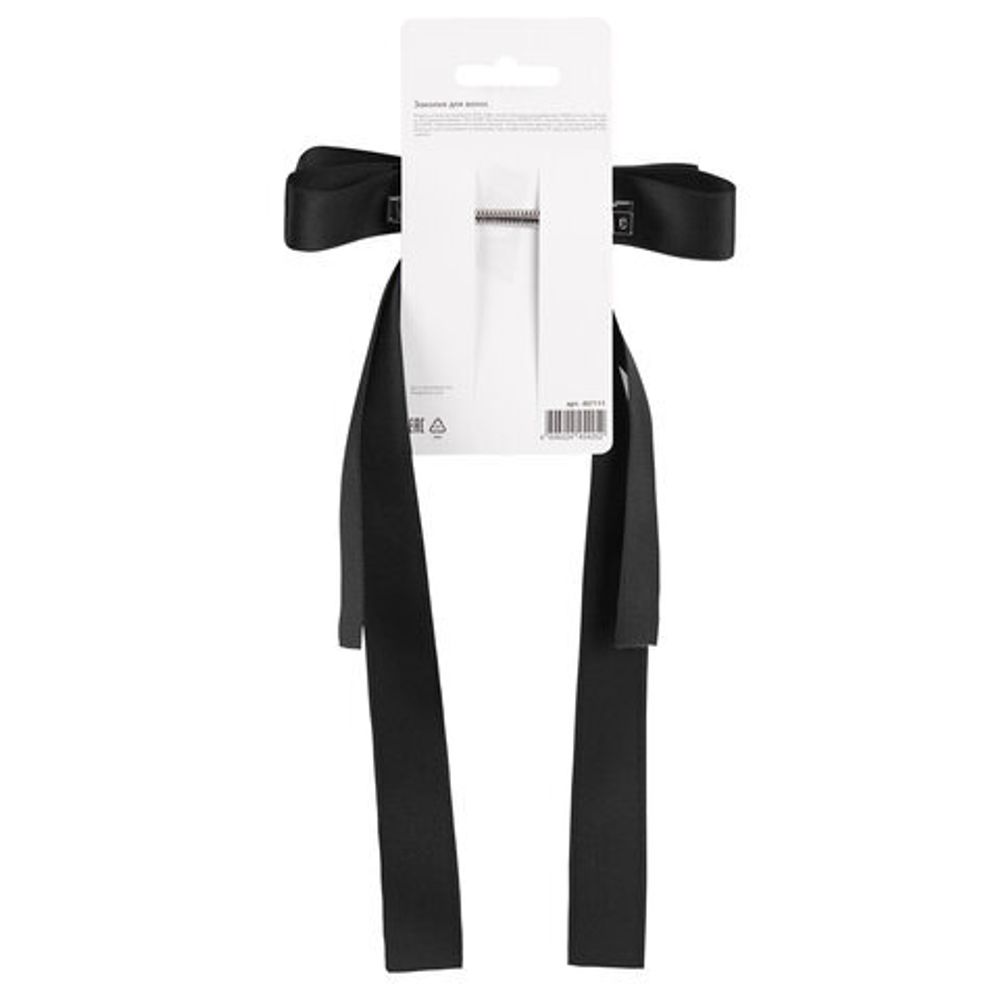 Заколка для волос аллигатор 15x26 см, с бантиком, с длинными хвостиками, АССОРТИ, MONTE VITA, 457111