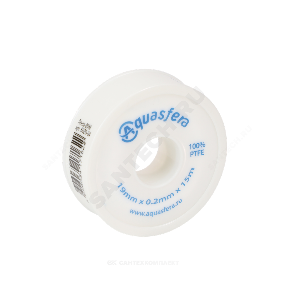 Лента ФУМ PTFE 6020 19ммх0,2ммх15м катушка среда: вода Aquasfera 6020-04