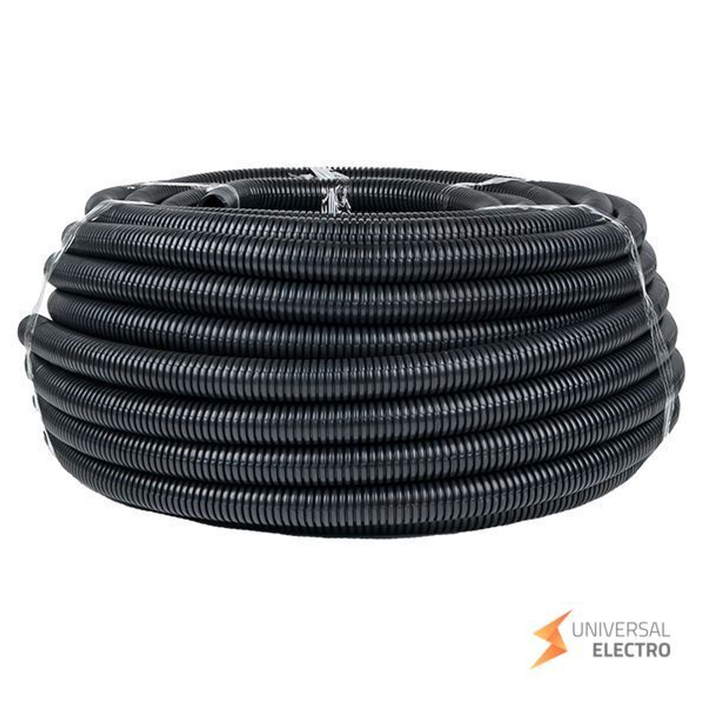 Труба гофр, негорючая безгалогеновая FRHF с протяжкой d32 мм (50 м) черная EKF-Plast