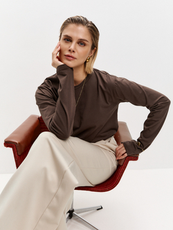 Лонгслив свободного кроя в цвете шоколад