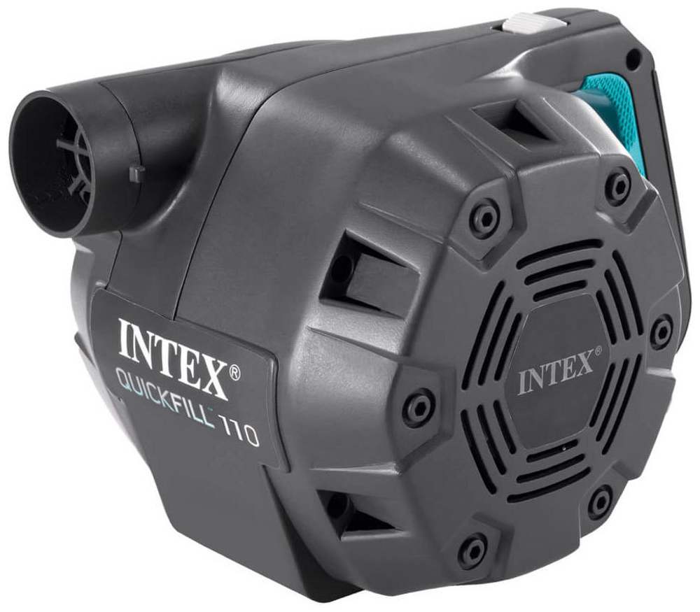 Насос электрический Intex 66636 автомобильный 12В от прикуривателя, Воздушный электронасос 650 л/мин с 3 насадками для лодки и матраса