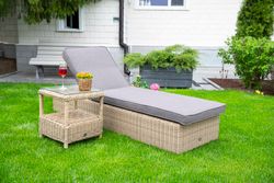 "Рим" комплект шезлонг со столиком, цвет соломенный