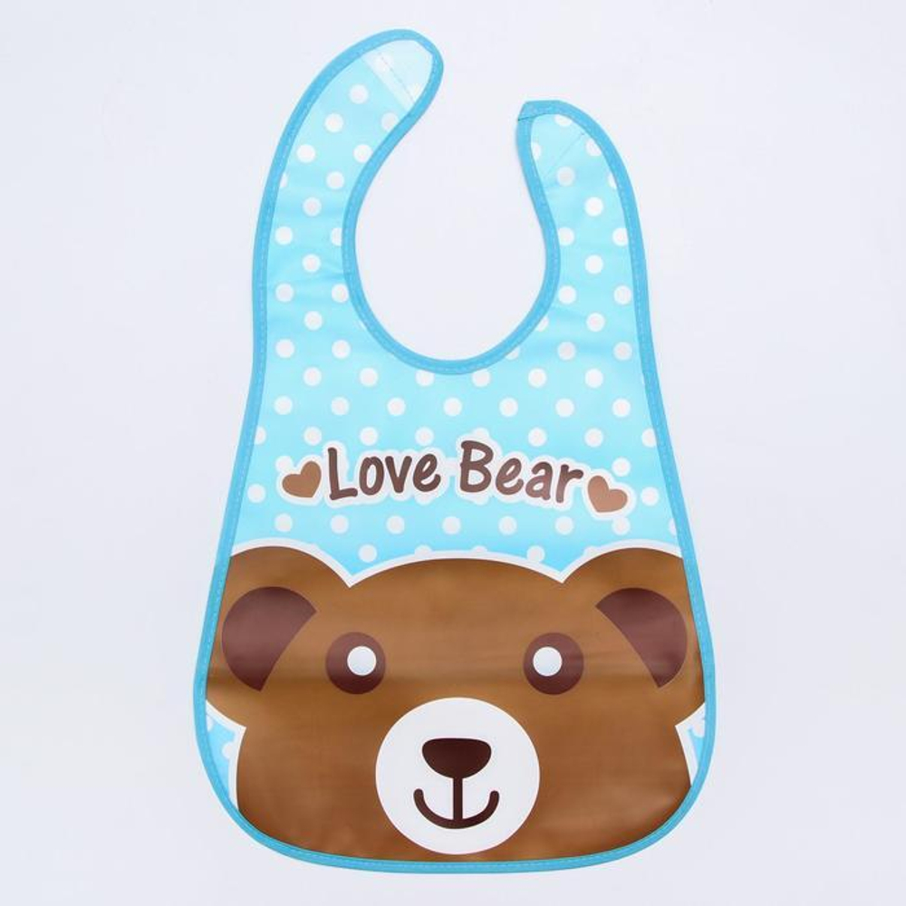 1890563 Нагрудник с карманом «Зверята», непромокаемый, на липучке, цвета МИКС